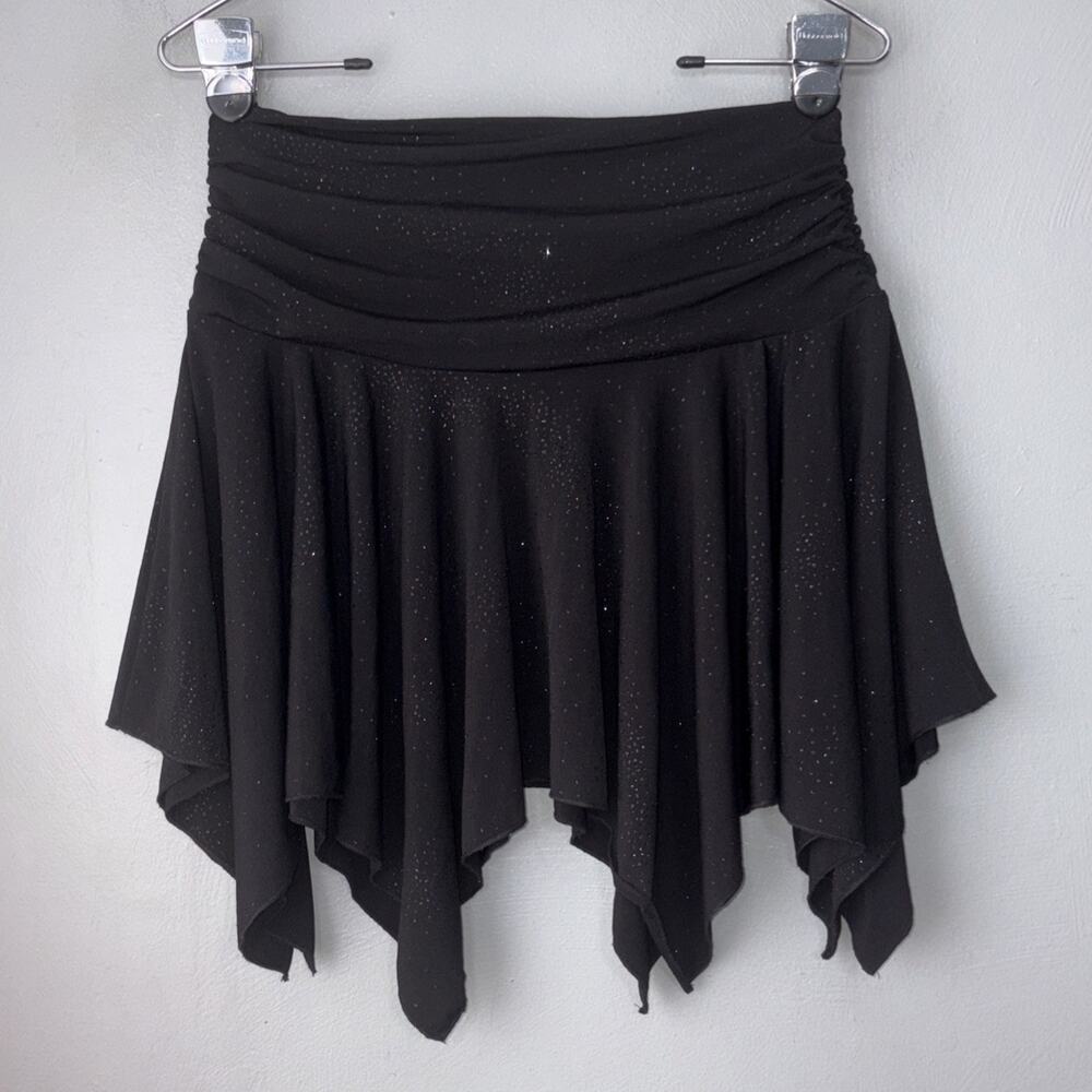 Hiatus Asymmeric Skirt Size M Black Glitter Whimsigoth Dark Balletcore Fairy Y2K